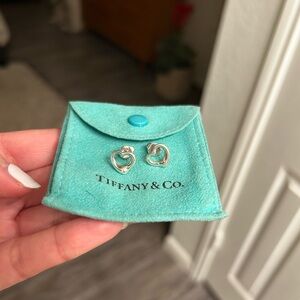 Authentic Tiffany & Co. Sterling Silver Elsa Peretti Open Heart Earrings